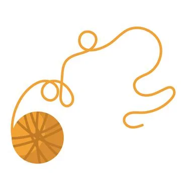 Yellow ball of thread icon isolated on white background in flat style. Knitti Stock Illustration