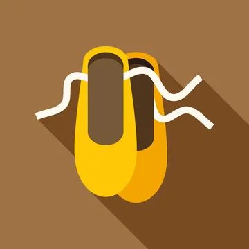 Yellow ballet pointe shoes dancing illustration with ribbons Stock Illustration