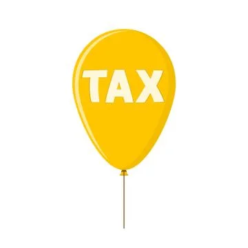 Yellow balloon with the text TAX. Vector illustration. Stock Illustration