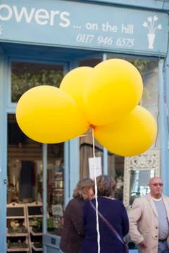 Yellow balloons. Stock Photos