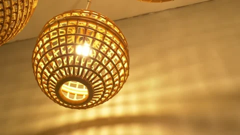 Yellow Bamboo Lantern Hanging Video stock 298481194