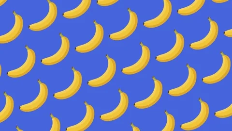Yellow Banana Fruit Pattern on Blue Background Animation 動画素材 330825665
