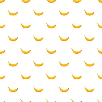 Yellow banana fruit seamless pattern on white background Stock Illustration