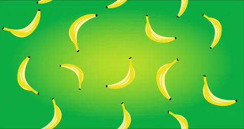 Yellow bananas rotating on green background Stock Footage 146406439