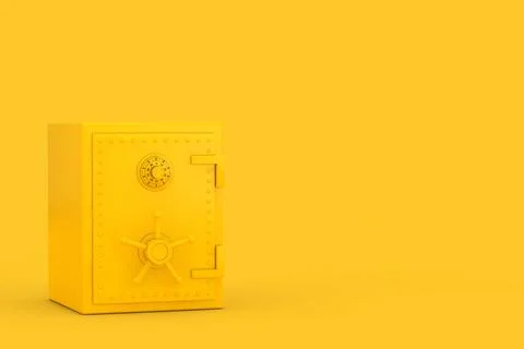 Yellow Bank Safe. 3d Rendering 스톡 일러스트