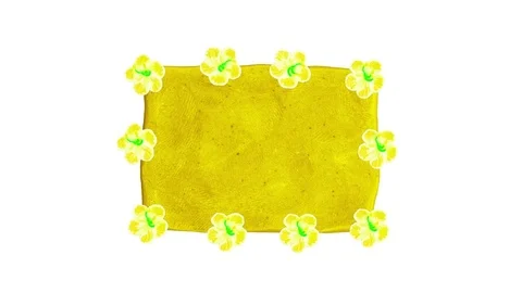 Yellow banner for title with flower. Include alpha mask. Stop-motion animation Stock Footage 72580272