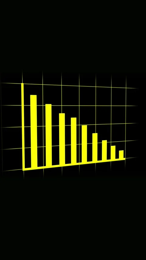 Yellow Bar Chart with Grid on Black Background Illustrating a Decreasing Da.. Stock Footage 337459477