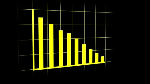 Yellow Bar Chart Illustrating a Decreasing Trend on a Grid Background graph.. Stock Footage 321583851