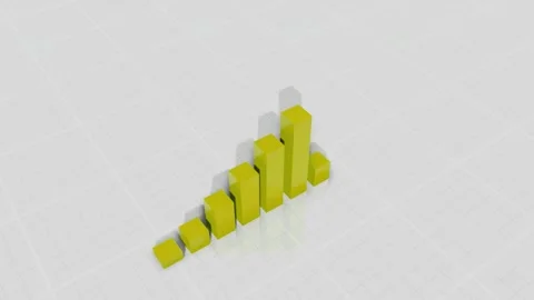 A Yellow bar graph with growing arrow animation tilted Stock Footage 155223952