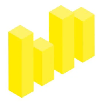 Yellow bar graph icon, isometric style Stock Illustration