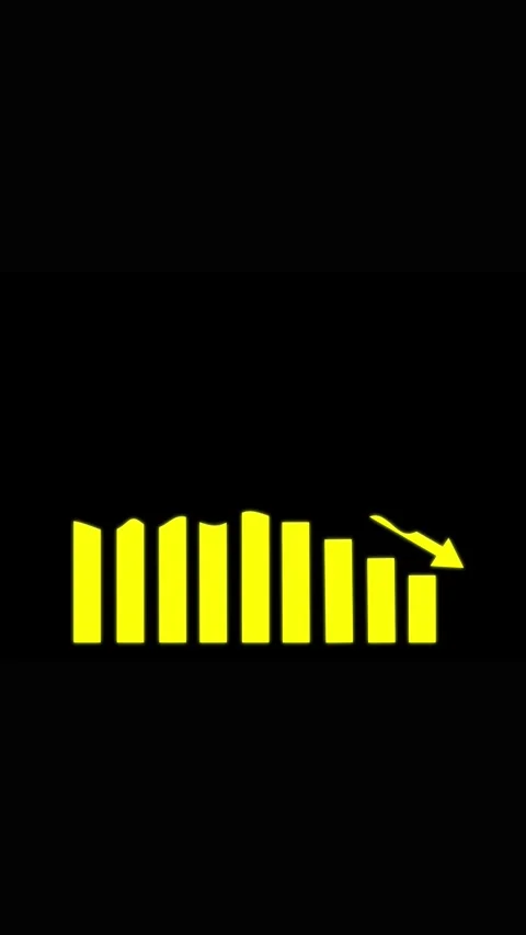 Yellow Bar Graph with Upward Arrow on Black Background chart data Stock Footage 337460271