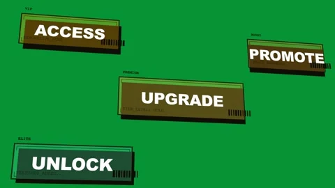 Yellow bar sliding from upper left, UI tiles entering, revealing UPGRADE, Stock Footage 329531759