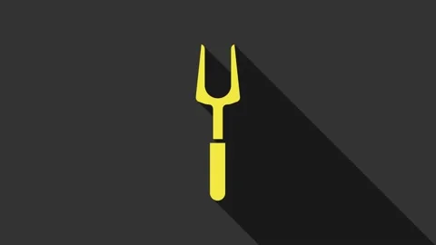 Yellow Barbecue fork icon isolated on grey background. BBQ fork sign. Barbecue Stock Footage 147700816