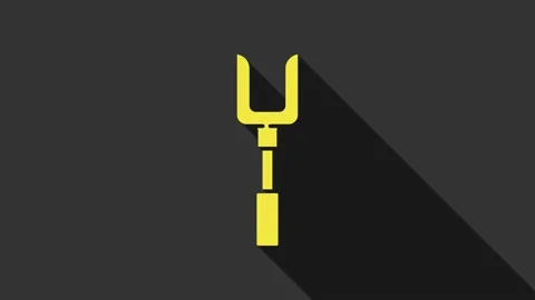 Yellow Barbecue fork icon isolated on grey background. BBQ fork sign. Barbecue Stock Footage 147705405