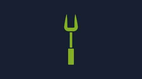 Yellow Barbecue fork icon isolated on blue background. BBQ fork sign. Barbecue Stock Footage 232243687