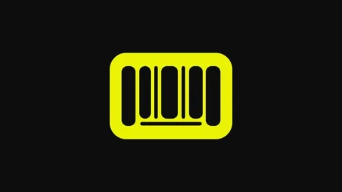 Yellow Barcode icon isolated on black background. 4K Video motion graphic Stock Footage 233077065
