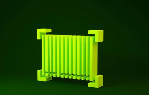 Yellow Barcode icon isolated on green background. Minimalism concept. 3d illu 스톡 일러스트
