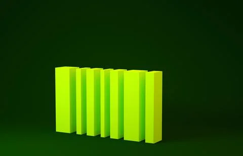 Yellow Barcode icon isolated on green background. Minimalism concept. 3d illu 스톡 일러스트