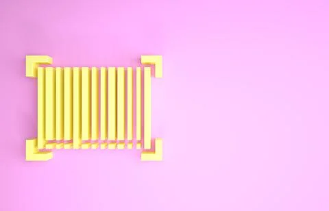 Yellow Barcode icon isolated on pink background. Minimalism concept. 3d illus Illustrazione stock