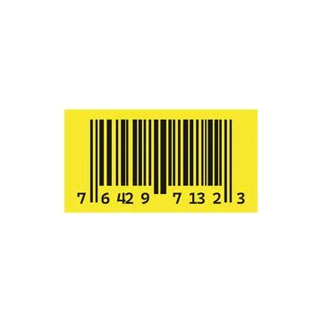 Yellow barcode scanning product template design Stock Illustration