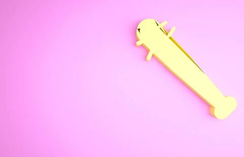 Yellow Baseball bat with nails icon isolated on pink background. Violent weap Stock Illustration