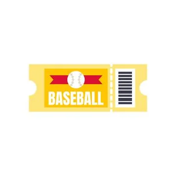Yellow baseball game ticket with ball icon and barcode Stock Illustration