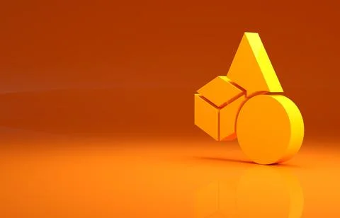 Yellow Basic geometric shapes icon isolated on orange background. Minimalism 스톡 일러스트