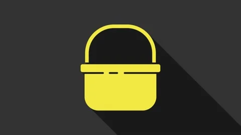 Yellow Basket icon isolated on grey background. Online buying concept. Delivery Stock Footage 147703379