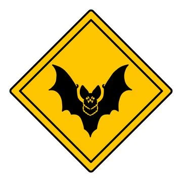 Yellow Bat Road Sign. Vector Icon. Road Sign Warning About Animals Crossing.. Stock Illustration