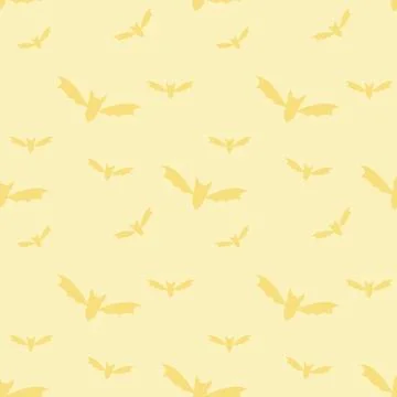 Yellow Bat Seamless Pattern for Pastel Halloween Background イラスト素材
