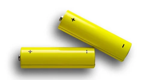 Yellow batteries closeup Stockbeeldmateriaal 8924353