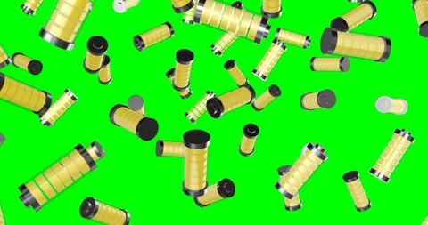 Yellow Batteries falling slow motion Video stock 236400964