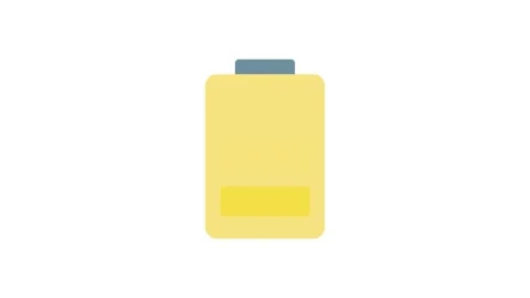 Yellow battery icon displayed on a black background, symbolizing energy or .. Stock Footage 333909433