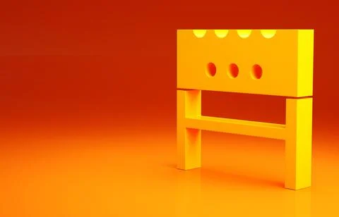 Yellow BBQ brazier icon isolated on orange background. Minimalism concept. 3d Stock Illustration