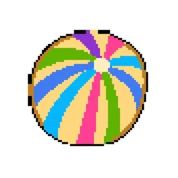 Yellow beach ball pixel art vector illustration Stock Illustration