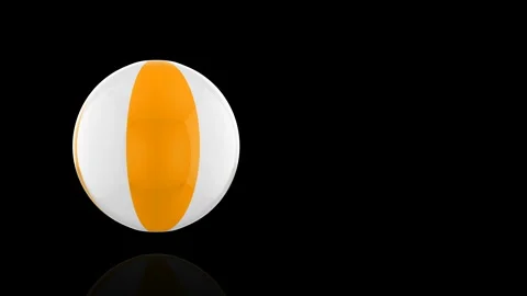 Yellow Beach Ball turns on itself - loop animation - black background Stock Footage 255458736