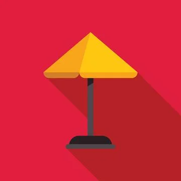 Yellow beach umbrella casting shadow on red background 스톡 일러스트
