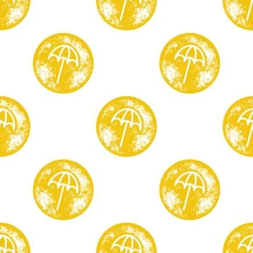 Yellow Beach Umbrella Pattern on White Background Stock Illustration