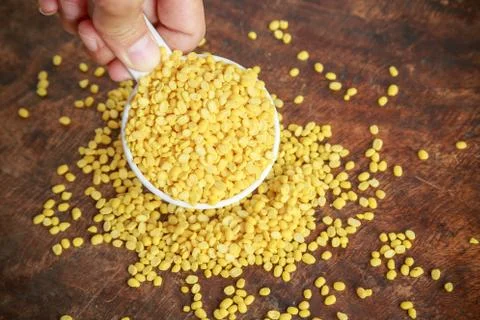 Yellow beans in cup Stock Photos