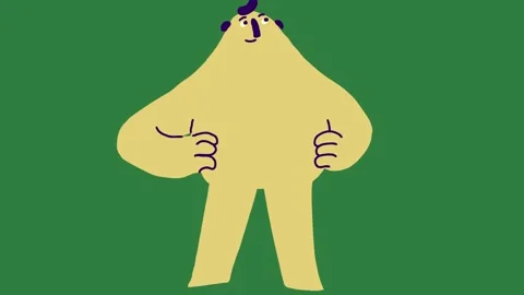 Yellow bear standing on arrow it in front of isolated on green screen background Video stock 336855378
