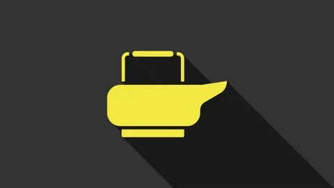 Yellow Bedpan icon isolated on grey background. Toilet for bedridden patients Stock Footage 147702491