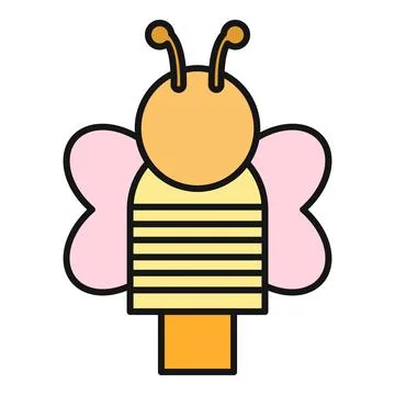 Yellow bee character vector icon illustration Stock Illustration