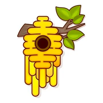 Yellow bee hive on a white background. Bee hive isolate. Illustrazione stock