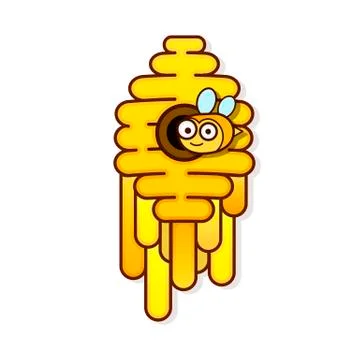 Yellow bee hive on a white background. Bee hive isolate. Illustrazione stock