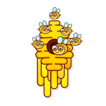 Yellow bee hive on a white background. Bee hive isolate. Illustrazione stock