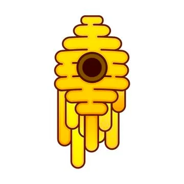 Yellow bee hive on a white background. Bee hive isolate. Illustrazione stock