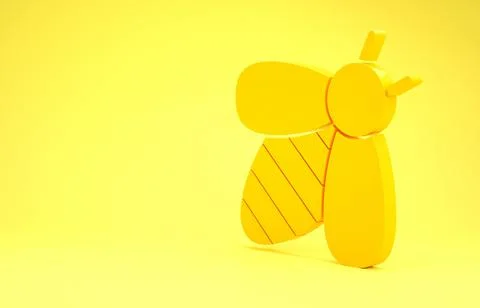 Yellow Bee icon isolated on yellow background. Sweet natural food. Honeybee o 스톡 일러스트