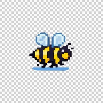 Yellow Bee Pixel Art Design Vector Stock Illustration