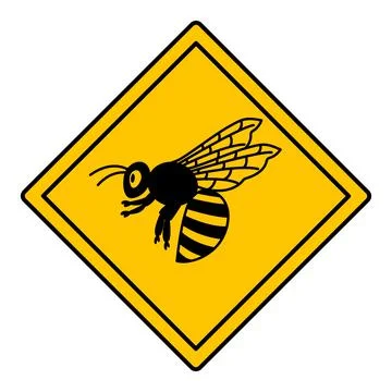 Yellow Bee Road Sign. Vector Icon. Flying Insect. Road Sign Warning Animals.. Stock Illustration