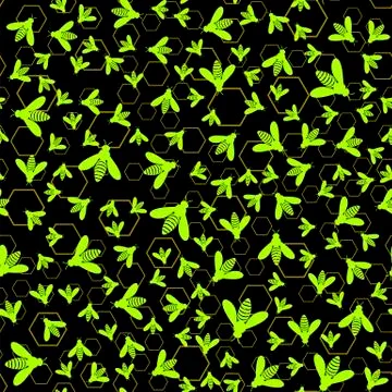 Yellow Bee Seamless Pattern イラスト素材